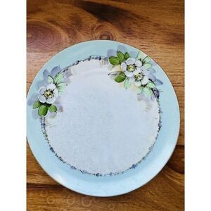 Vintage Plate With Flowers Design‎ Handpainted W/iridescent Center Gold Trim